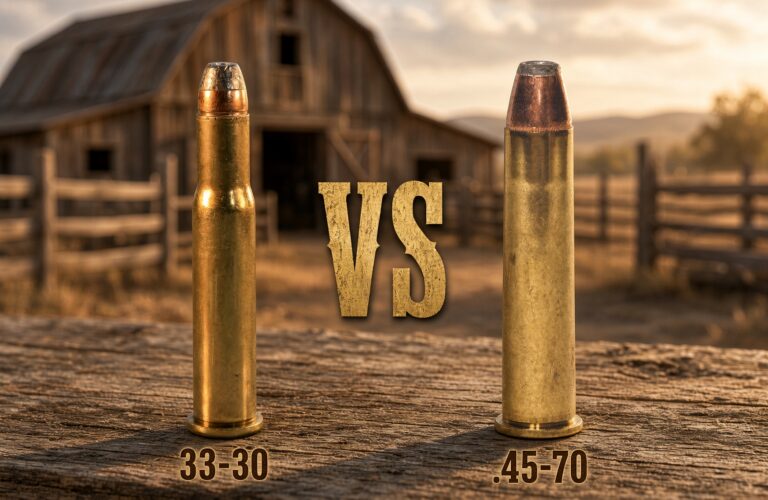 3030 versus 4570 in a western theme image