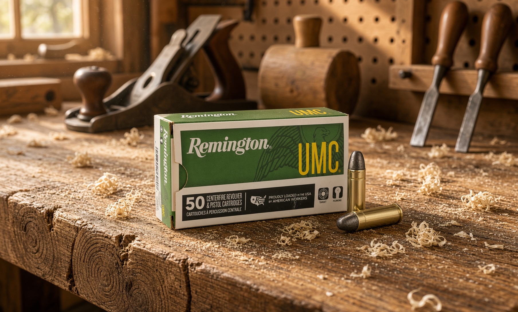 38 special Remington ammunition sitting on wood bench - Popular Ammo 38 special Remington ammunition sitting on wood bench