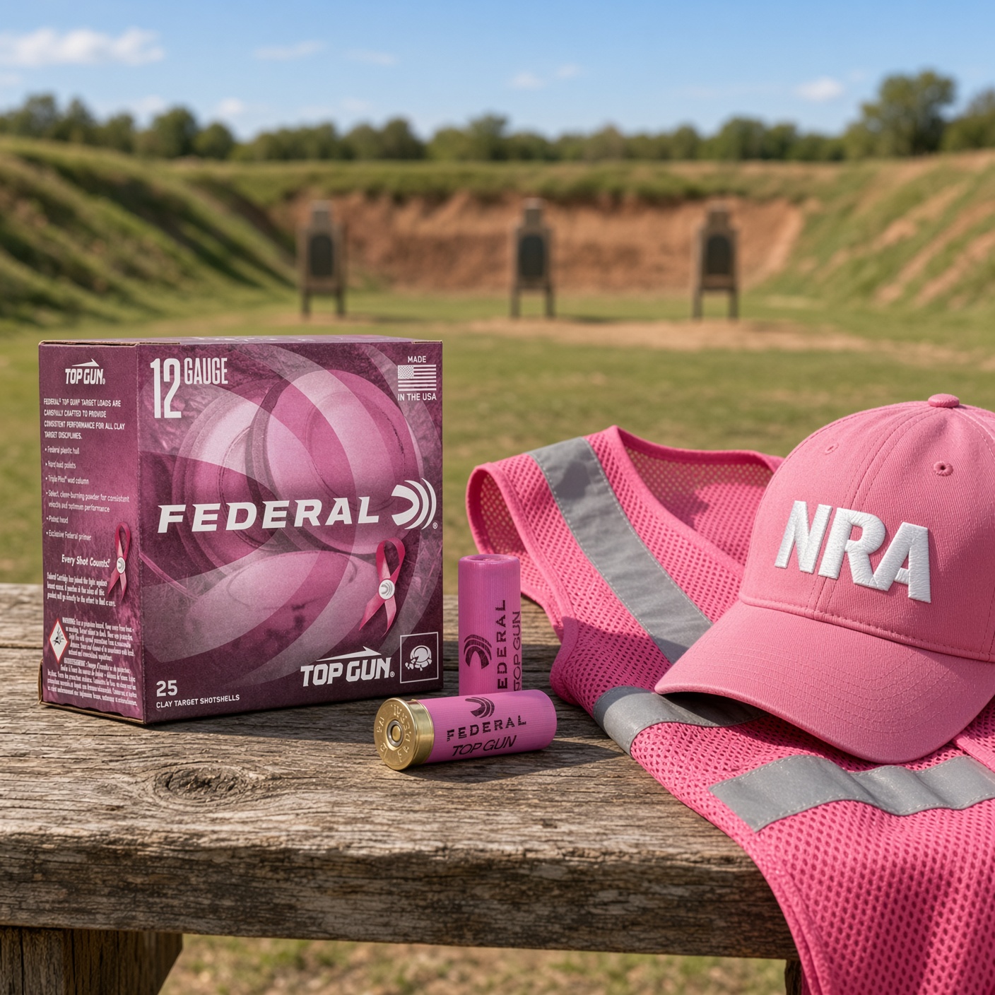 Federal 12 gauge top gun ammo paint box at the range - Popular Ammo Federal special edition, 12 gauge pink top gun shells