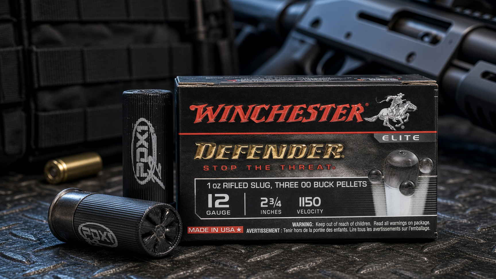 A tactical scene of Winchester defender 12 gauge ammo